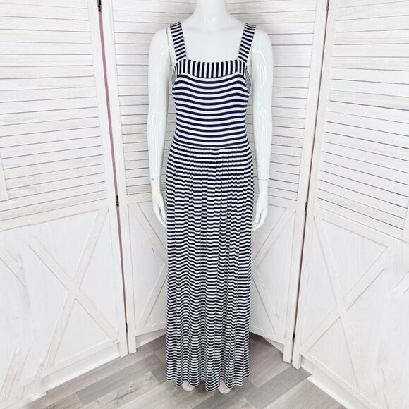 Loft Nautical Stripes Knit Maxi Sundress Sleeveless Blue White XS - Picture 13 of 13